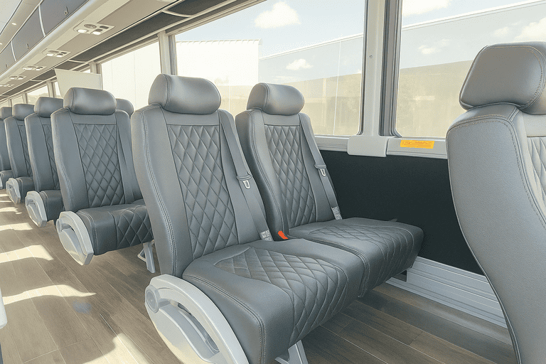 interior of Sunnyvale Minibus Company charter bus